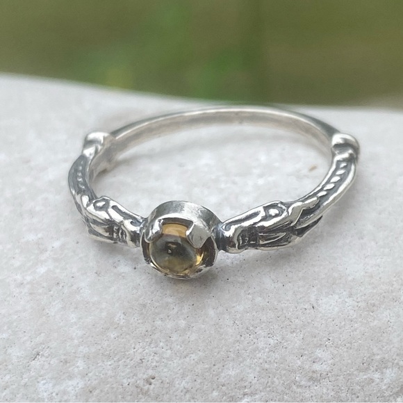 Celtic Dragon Ring .925 Sterling Silver w/ genuine citrine sz 9 medieval dragon - Picture 4 of 16
